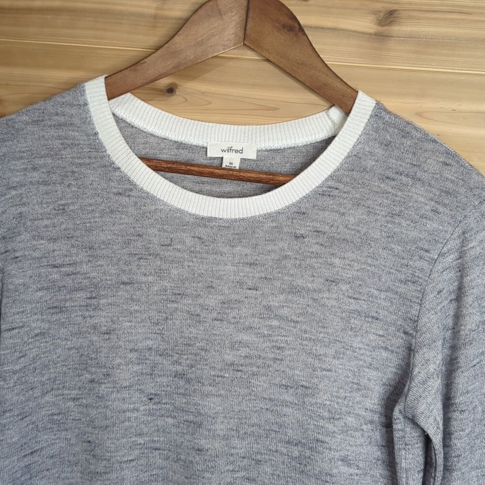Aritzia Wilfred Womens Sweater XS Gray Berri Crew Neck Heathered Lightweight - Picture 2 of 10